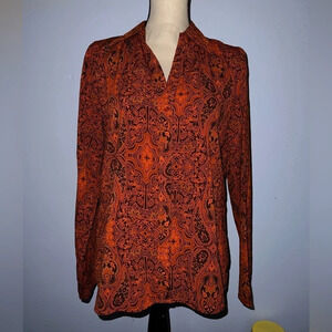 APT 9  red and black paisley button down blouse